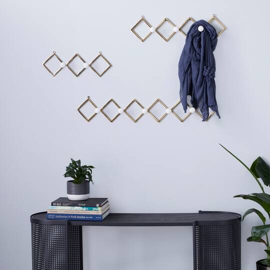 Set of 3 Gold Metal Glam Wall Hook, 17", 22", 33"